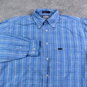 Faconnable Shirt Mens Medium Blue Checkered Button Down Albert Goldberg